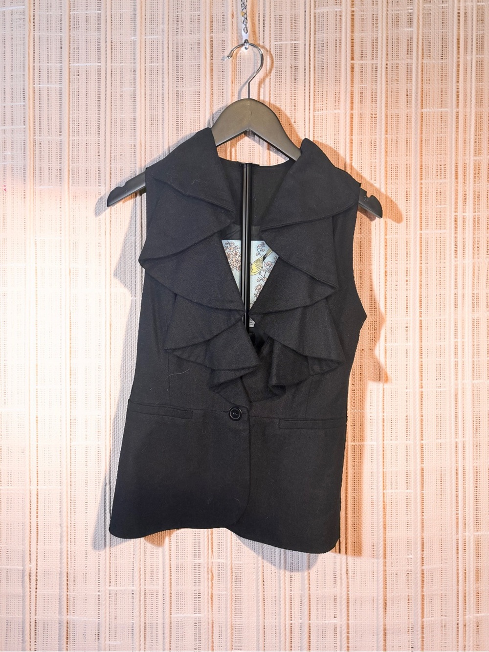 Anthropologie-Tabitha Black Ruffle Vest